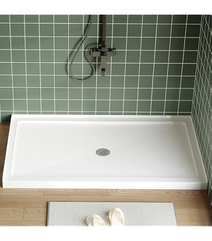 Rectangle Shower Base – Left Drain, 31.5 X 35.4 Inch Acrylic Pan With Slip-Resistant Surface For RV, Bathroom, Or Renovation