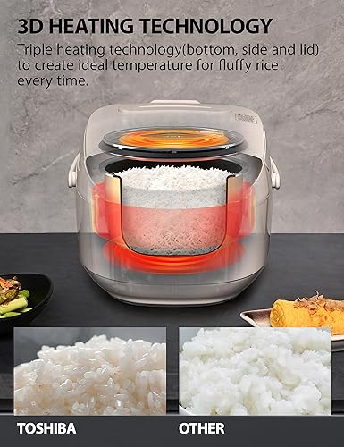 Toshiba Rice Cooker Cup Uncooked – Japanese Rice Cooker with Fuzzy Logic  Technology, Cooking Functions, Di