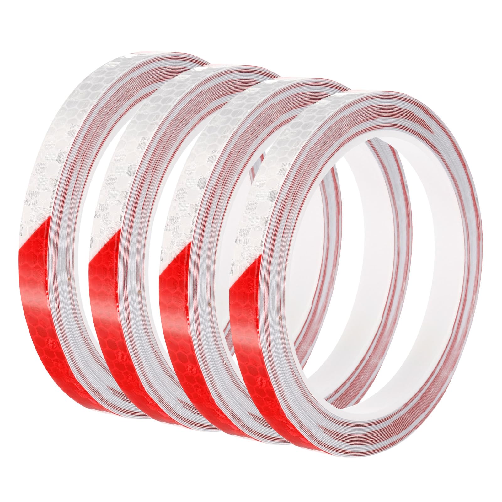 PATIKIL 0.3" x 26 FT Reflective Tape, 4 Pack Night High Visibility Waterproof Warning Safety Tape Outdoor Reflectors for Cars Bikes Motorcycles Trucks Trailers, Red White