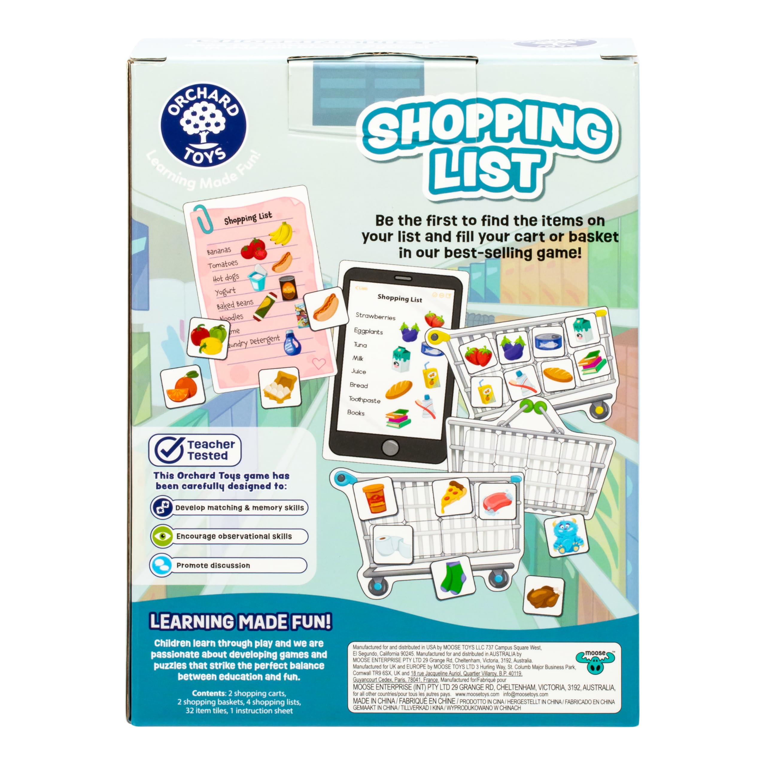 Orchard Toys Shopping List Game - New Art Race to Collect Your Groceries in This Fun Memory Game, Age 3-7, 2-4 Players