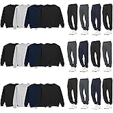BILLIONHATS 24 Pack of 12 Mens Jogger Pants and 12 Crewneck Sweatshirts, Bulk Wholesale Popular Donation Charities Events