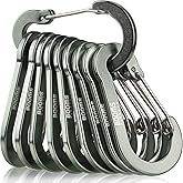 Booms Fishing CC5 Multi-Use Carabiner Clips, 10 Pack 2.7" Small Caribeener Clips, Mini Keychain Aluminum Caribeaner Clip