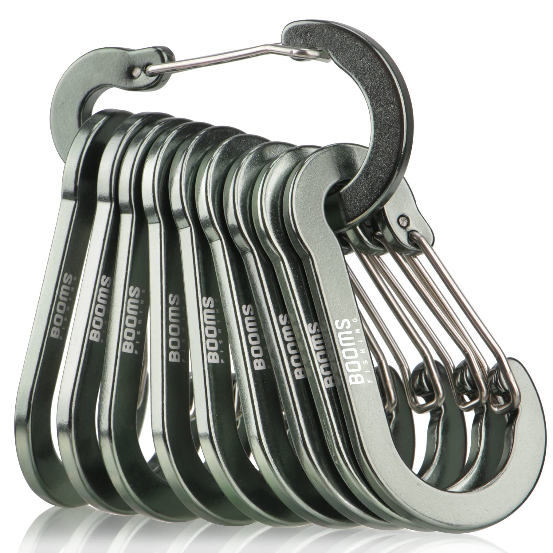 Photo 1 of Booms Fishing CC5 Multi-Use Carabiner Clips, 10 Pack 2.7" Small Caribeener Clips, Mini Keychain Caribeaner Clip, Aluminum D Ring Carabiners, Gun Metal