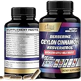 Cadane Ceylon Cinnamon, Berberine, Quercetin Supplement - Support Heart, Body, Digestive & Immunity - 10in1 with Milk Thistle, Turmeric, Apple & More - 90 Veggie Capsules