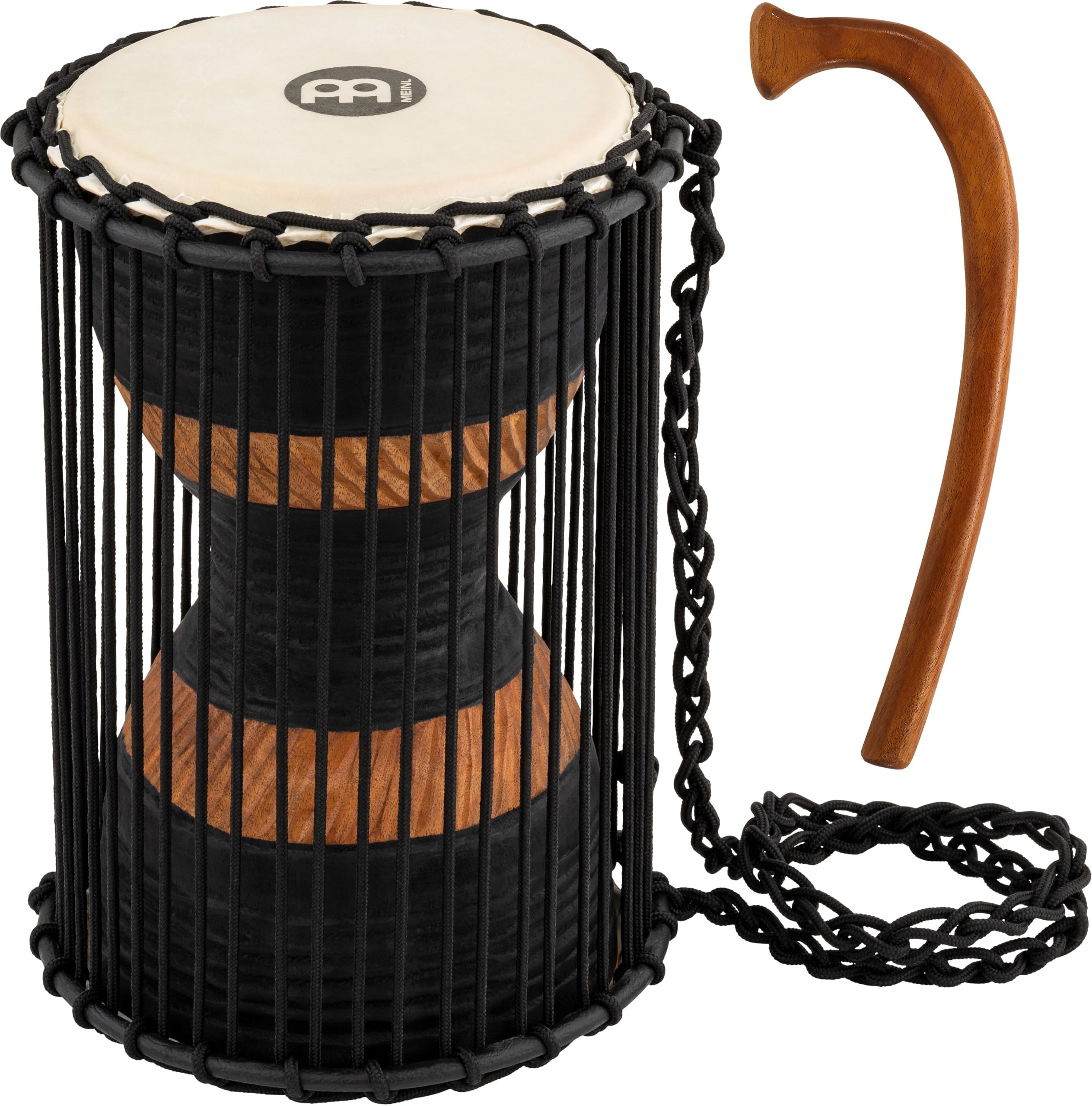 Meinl Percussion Wood Talking Drum - Medium-Large Instrument with Goat Skin Head - Height 12-inch - Including Wooden Beater - Mahogany, Multicoloured (ATD-M)