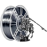 iBOSS 3D Printer Silk Filament, Shiny Silk PLA Plus Filament 1.75mm, Smooth Silky Surface, Great Easy to Print for 3D Printers, Dimensional Accuracy +/- 0.02mm, Silk Iron Black 1KG