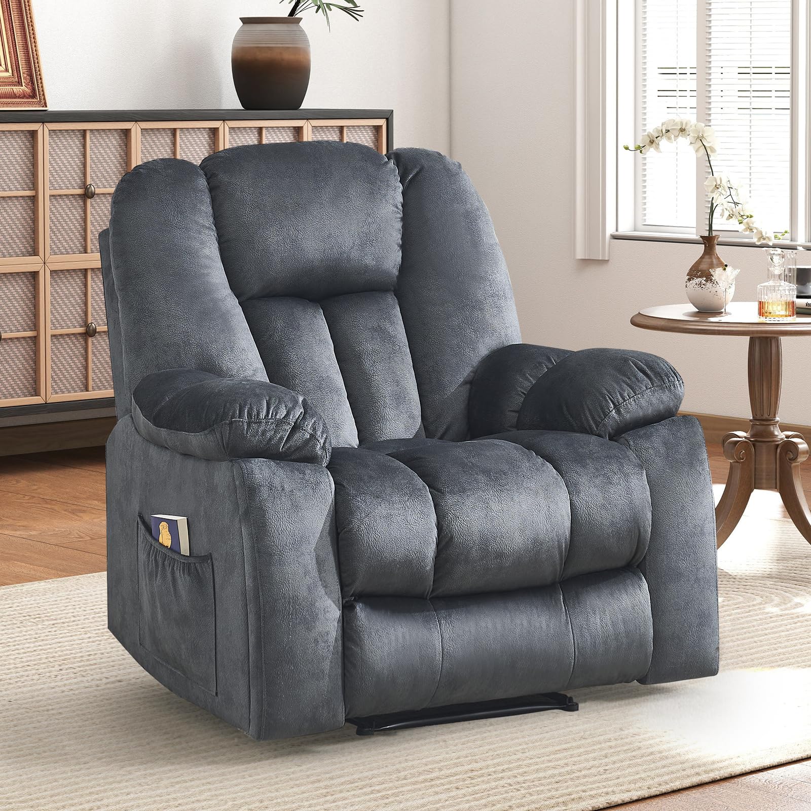 Photo 1 of **** ONLY BOXES 2/3 AND 3/3*** MISSING 1/3****
Phoenix Home Manual Recliner Chair for Adults with Massage and Heat, Overstuffed Fabric Reclining Chair, Oversized Recliners with 2 Cup Holders and Side Pockets for Living Room, Bedroom, Dark Grey