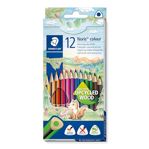 STAEDTLER 187 C12 Noris Colour Triangular Pencils - Assorted Colours (Pack of 12)