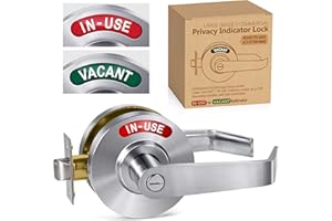 POLAR TANGRO Commercial Grade Bathroom Door Lock-Privacy Indicator Lock Vacant or in-Use, Occupied Door Handle Left Right Reversible Bathroom Lever Lock Perfect for Office, Restaurant, Hospitals (Satin Chrome)