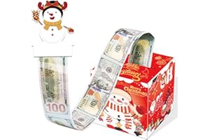 JCTHKUKU Christmas Money Box for Cash Gift Pull, Christmas Snowman Surprise Money Holders, DIY Fun Holiday Cash Box for Women Men Mom Dad Friends, Include 50Pcs Transparent Bags
