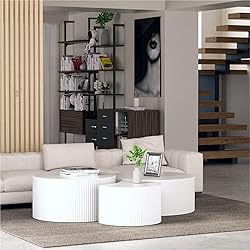 KEVINSPACE Round Coffee Table Set of 3, Modern