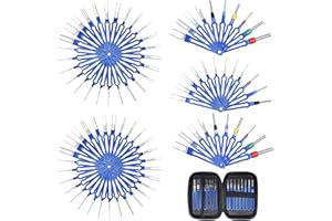 DINYO 86Pcs Terminal Removal Tool Kit - Blue Electrical Wire Connector Pin Removal Tool Kit with Protective Bag, Automotive Pin Extractor Tool Terminal Ejector Kit for Most Connector Terminals
