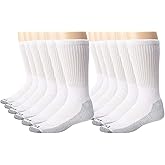 Dickies Men's Dri-tech Moisture Control Crew Socks Multipack, White (12 Pairs), Large