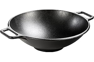 Lodge P14W3 14-Inch Pro-Logic Cast-Iron Wok with Loop Handles (Black)