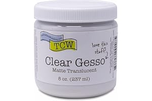 The Crafters Workshop Gesso Medium, Surface Preparation and Primer, Sealer for Canvas, Paper, Wood, Provides Sizing for Acrylic or Oils, Gesso, 8-oz, Clear
