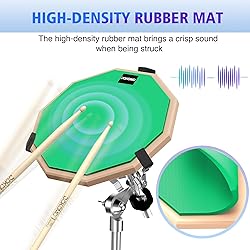 Drum Practice Pad, 12-Inch Silent Drum Pad Set with
