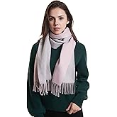 EURKEA 100% Cashmere 2025 Winter Scarf for Women Fringed Edges Warm & Soft Lightweight Solid/Plaid/Two-Tone Free Size