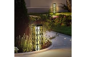 OLYMSOLD Solar Powered Outdoor Floor, 2 Piece Outdoor Floor Lamps, Solar Lanterns Waterproof, Resin Wicker Weather-Resistant Rattan Deck Light for Patio, Lawn, Porch, Garden