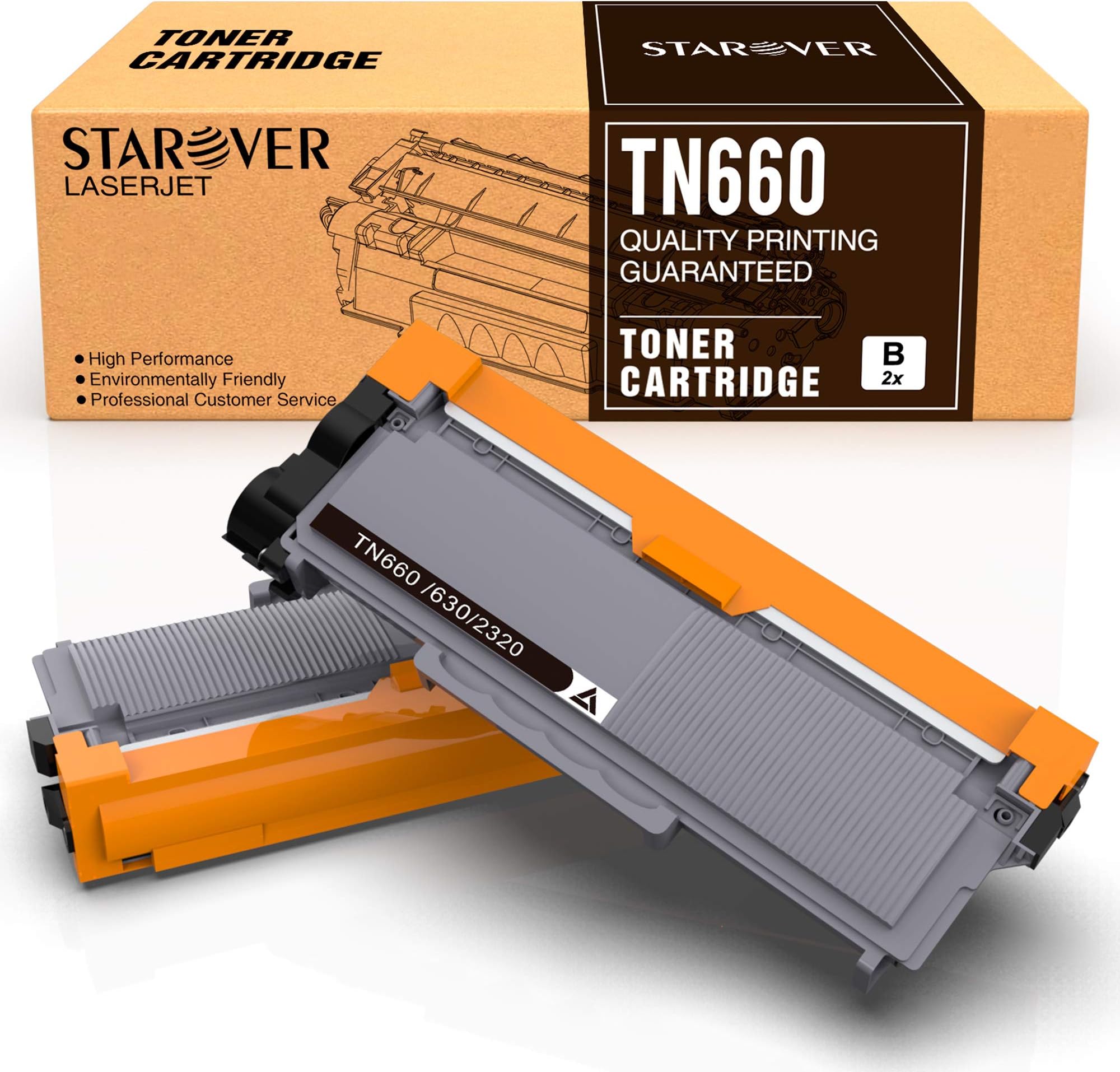 STAROVER Compatible Toner Cartridge Replacement for Brother TN660 TN-660 TN630 for Brother DCP-L2520DW DCP-L2540DW HL-L2300D HL-L2320D HL-L2340DW HL-L2360DW HL-L2380DW MFC-L2700DW Printer - 2 Pack