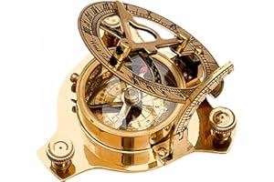 COLLECTIBLESBUY Vintage Shiny Brass Pirate's Booty Compass – Nautical Maritime Sundial Navigation Tool for Travelers, Hikers, Adventure Gear & Collectible Decor