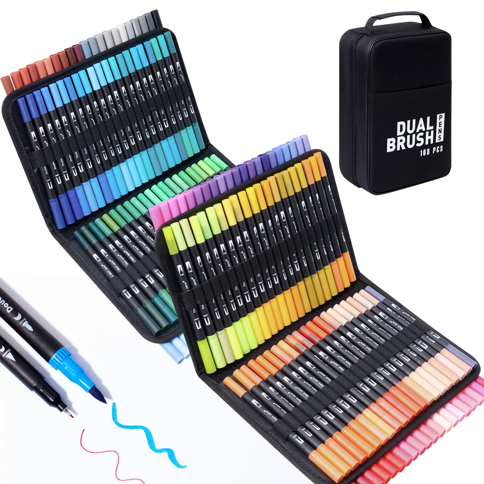 Photo 1 of Hopesky 168 Colors Markers for Adult Coloring Books No Bleeding - Dual Tip Art Coloring Markers Set with Foldable Case for Drawing, Painting, Fine Tip and Brush Tip Water Based Brush Pens for Artists