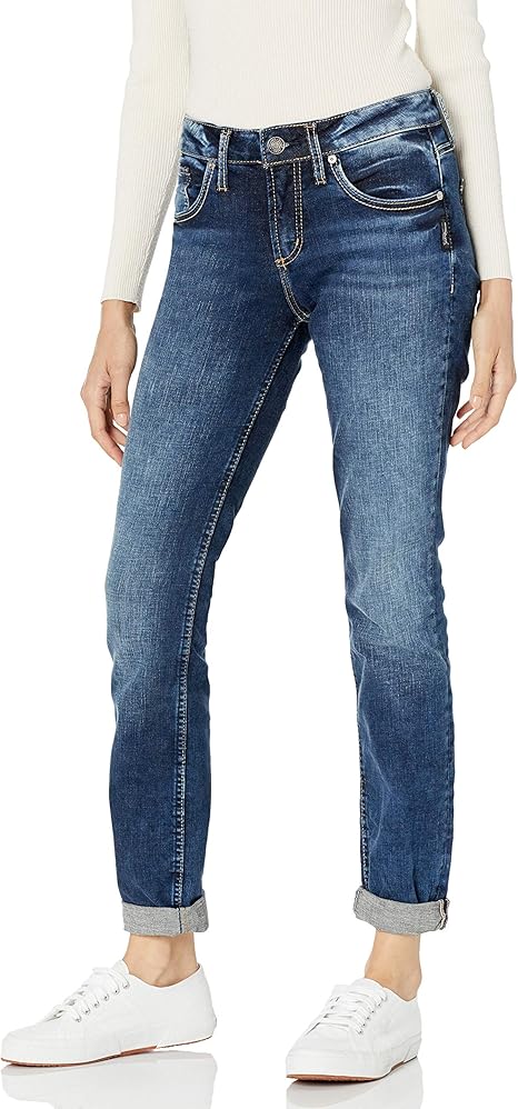 silver boyfriend mid rise slim leg jeans