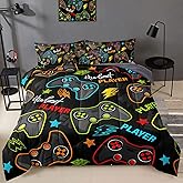 BDUCOK 6 Pieces Gamer Comforter Set for Boys Gaming Bedding Set Queen Size,Video Game Controller Comforter for Boys Kids Adult 3D Gamepad Microfiber Bedding Sets 6 Pieces Bed in A Bag Sets3011,Queen