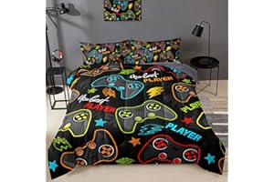 BDUCOK 6 Pieces Gamer Comforter Set for Boys Gaming Bedding Set Full Size,Video Game Controller Comforter for Boys Kids Adult 3D Gamepad Microfiber Bedding Sets 6 Pieces Bed in A Bag Sets3011,Full