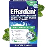 Efferdent Denture Cleaner Tablets, Minty Fresh &amp; Clean, 126 Count | Retainer Cleaner, Use Daily To Clean Dental Appliances, Full Plate Dentures, Aligners &amp; Mouth Guards