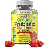 NutriONN Organic Kids Probiotic Gummies - USDA Organic Chewable Probiotics for Kids - 60 Delicious Gummies - Child Digestive, Immune Support & Gut Health Supplement - Vegan & Non-GMO