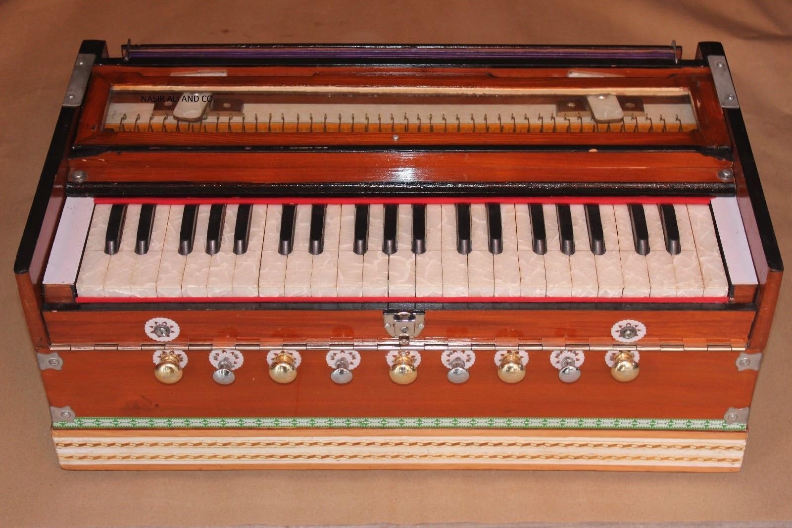 Indian Harmonium~9 Stopper~3 1/2 Octave~Teak Wood~7 Fold Bellow~Double Reed