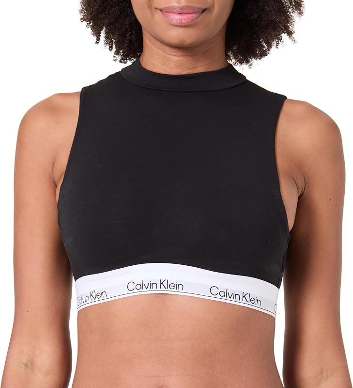 Sujetador Bralette Mujer Lightly Lined con Cuello Medio, Negro (Black), L