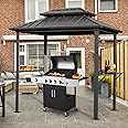 MELLCOM 8' x 6' Grill Gazebo, Outdoor Patio Gazebo with Galvanized Steel Double Roof, Hardtop Barbecue Gazebo with 2 Side Shelves and Ceiling Hook for Deck Lawn Backyard Garden (Grey)