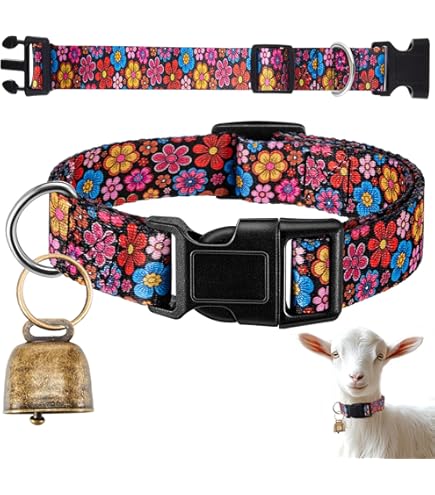 2 Pack Goat Collars With Bells - Adjustable Nylon Collars With Copper Bells For Farm Animals