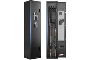 KAER 2-3 Gun Safe, Gun Safe for Rifles and Pistols, Rifle Safe, Gun Cabinet with Digital Keypad Lock, Rifle Safe with 4 Gun Slots and Pistol Pockets for Secure Storage in Garage, Bedroom, Living Room