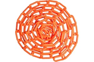 US Weight (Made in USA) 2" x 25' Orange Plastic Safety Chain ft. SunShield UV Resistant Technology