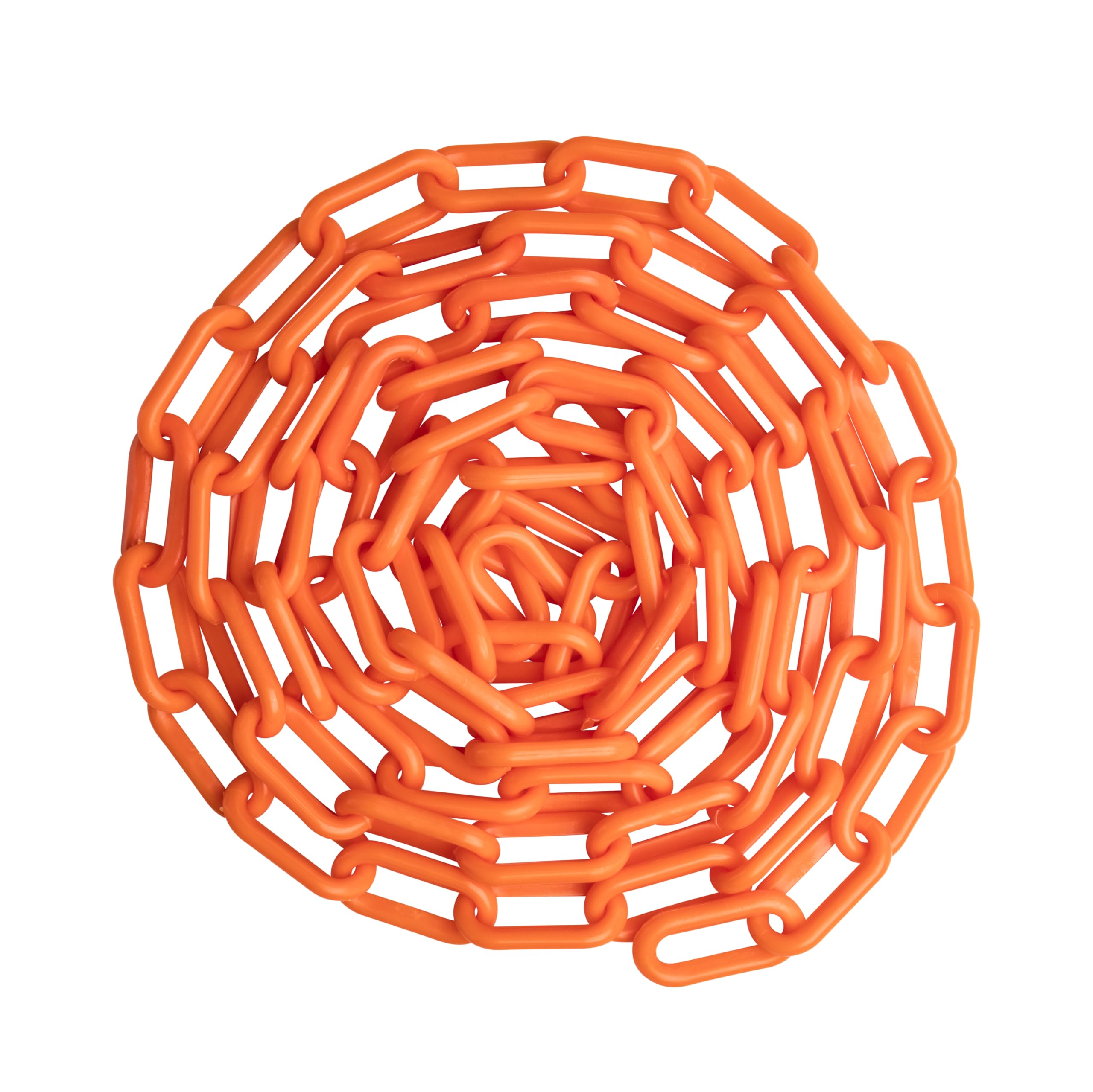 US Weight (Made in USA) 2" x 50' Orange Plastic Safety Chain ft. SunShield UV Resistant Technology