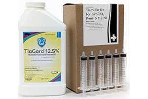 SAFRAN LIVING TiaGard Tiamulin 12.5% Liquid Concentrate (1,000 mL) w/ Veterinary Syringe Kit - Generic for Denagard - Antibiotic Drinking Water Solution in Groups, Pens & Herds - Antibiótico Tiamulina para Cerdos