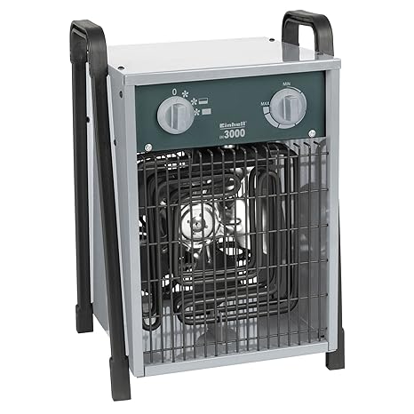 Einhell Elektro-Heizer EH 3000 (230 V, 3.000 W max., spez. Heizelemente, 2 Heizstufen, Axiallüfter, stufenloser Thermostatreg