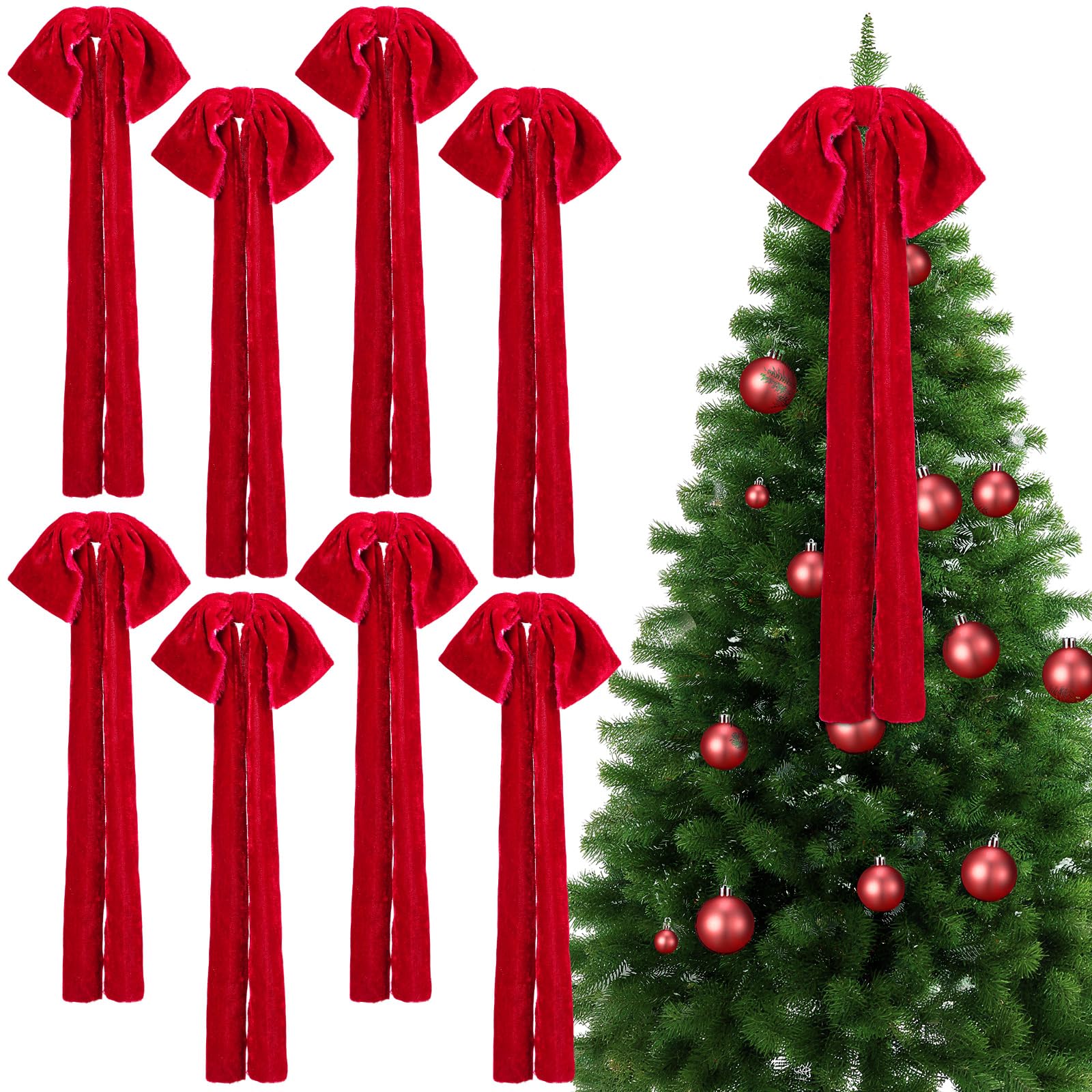 View 1 of *USED*
Daifunli 8 Pcs Extra Large Christmas Velvet Bows, 17.7 x 8.7 Vintage Raw Edge Ribbon Swag Bow for Christmas Tree Topper, Xmas Hanging Ornament Bulk for Holiday Decor(Red,8.7 x 17.7 x 3 in)