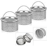 Kitchen Sink Drain Strainer, Fine Mesh,Sink with Handle Food Collection Filter,Stainless Steel Accessories,3 Inch Mesh Sink Strainer, Dishwasher Washable（3-Pack）