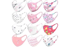 CBC Crown 12 Pack Unisex Children Dust Protection, Breathable, Washable and Reusable Face Masks, Boys & Girls (12 PACK, SET IV)