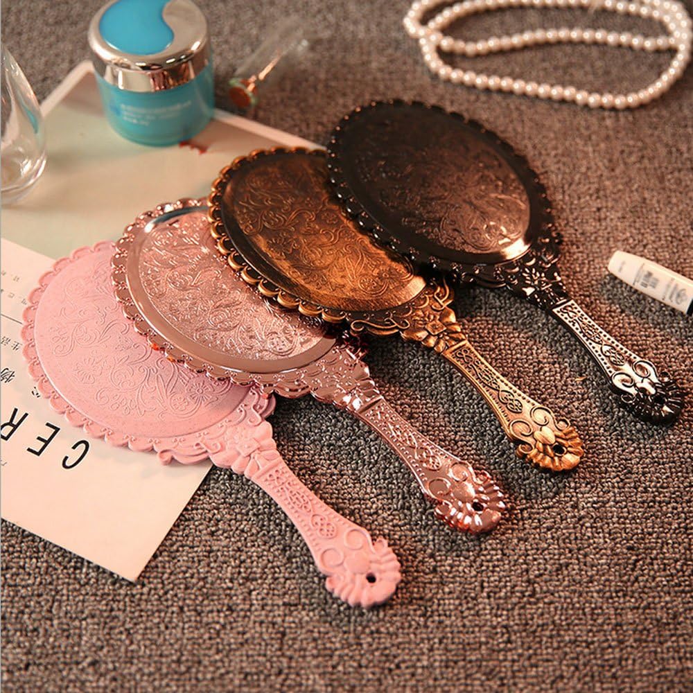 WikiMiu Hand Mirror Makeup Mirror, Retro Vintage Flower Pattern Handle, Gift for Women and Girls - Image 3