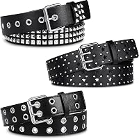 YOGEYOGE Black Studded Belt, 3 Pcs Y2K Belt Star Goth Punk  display picture 1