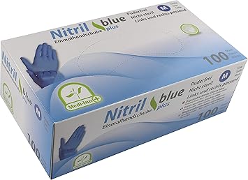 Medi Inn Nitrile Blue Plus Disposable Gloves Size M Pack Of 100 Blue Nitrile Disposable Gloves