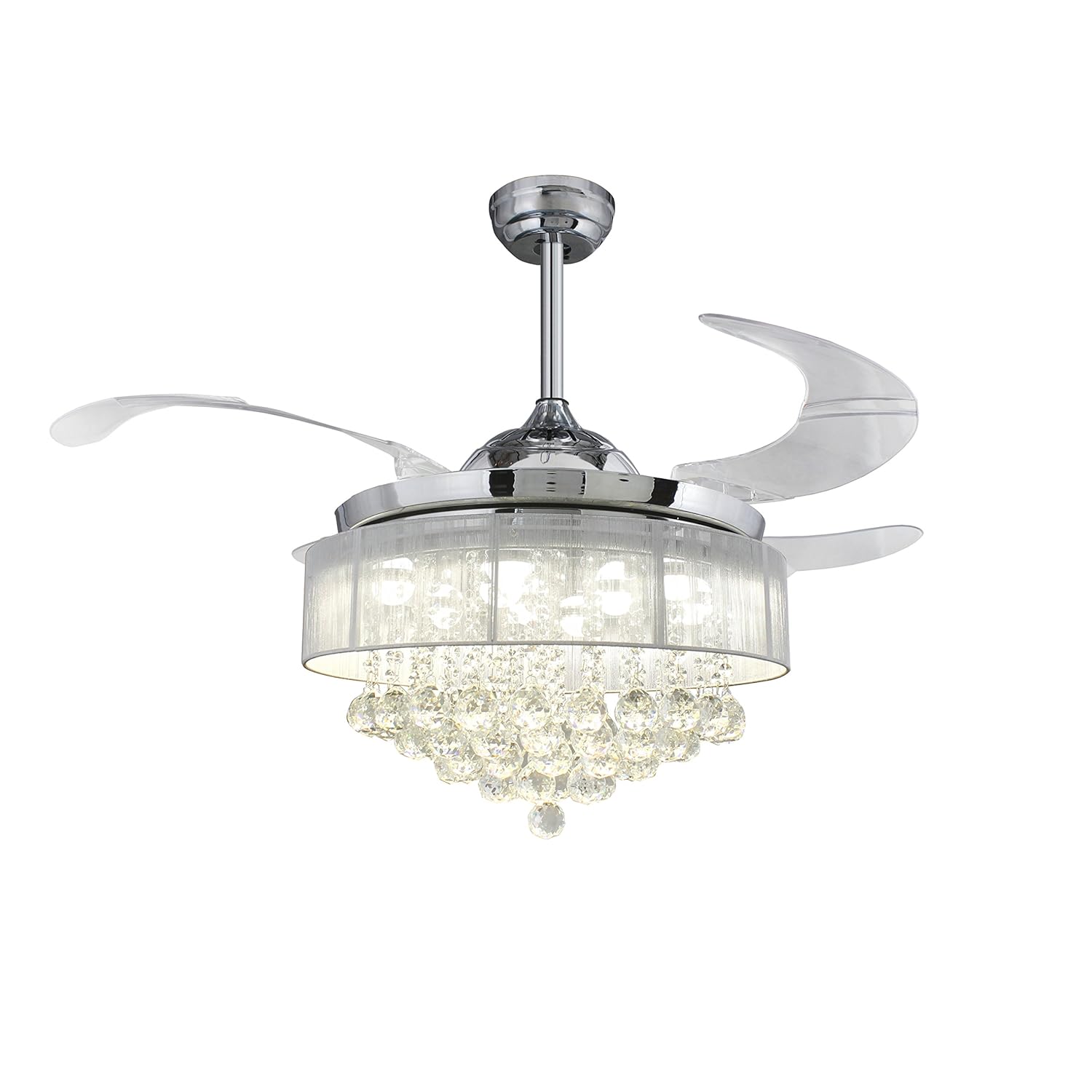 Ceiling Fan With Clear Retractable Blades And Light Togot