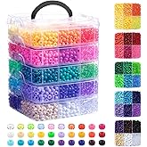 Simetufy 6000Pcs Pony Beads, 30 Colors 6x9MM Kandi Beads Bulk for Crafts Bracelet Making Hair Braiding Jewelry Key Chains DIY Valentine' s Day Romantic Gifts Christmas Gifts (Stack Box)