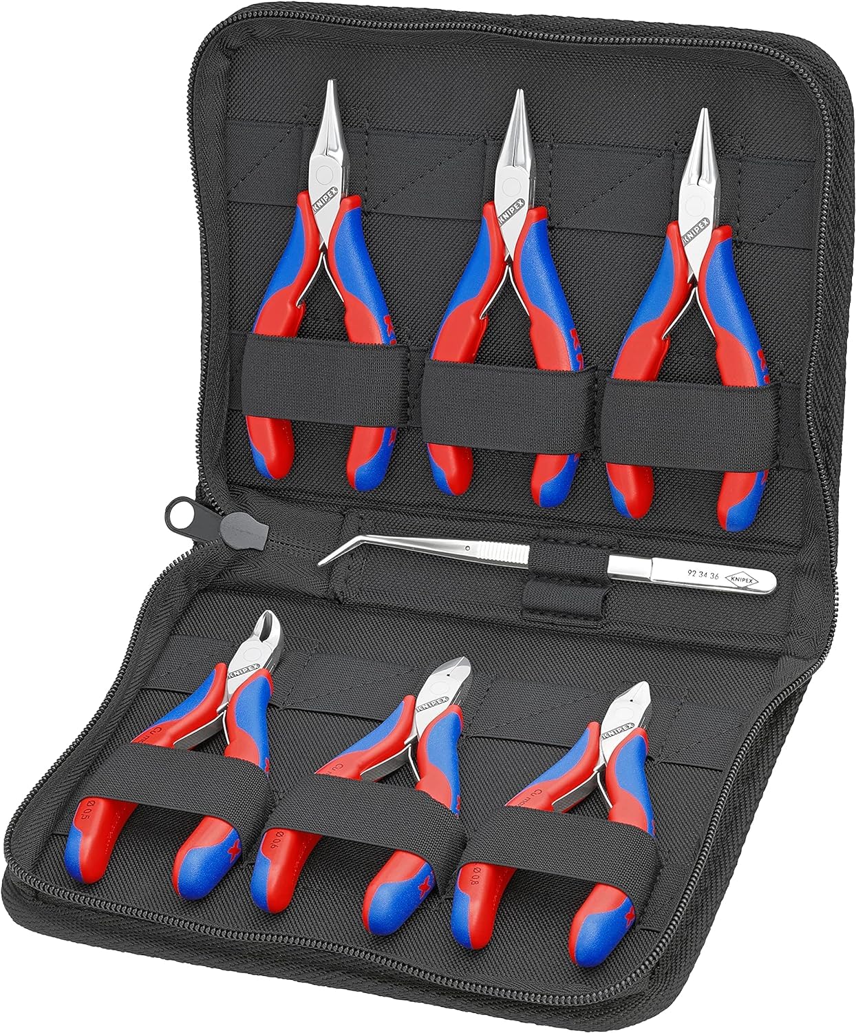 KNIPEX Case for Electronics Pliers with Tools for Work on Electronic Components 7 Parts 215 mm, 00 20 16