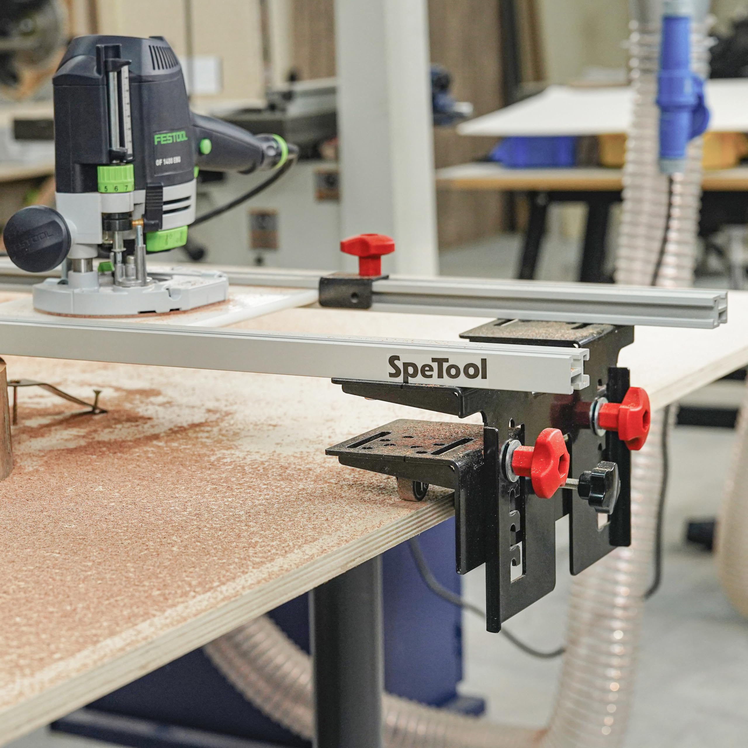 SpeTool Planfräsvorrichtung Planfräsen Vorrichtung Oberfräse Router Sled 3 Achsen Verstellbar Führungsschiene Oberfräse Planfräser für Holz von Holzplattenabflachung 8