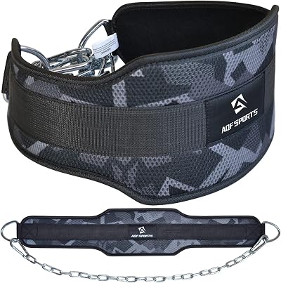 AQF Dipping Belt Weight Lifting Chain Neoprene Grey Camo